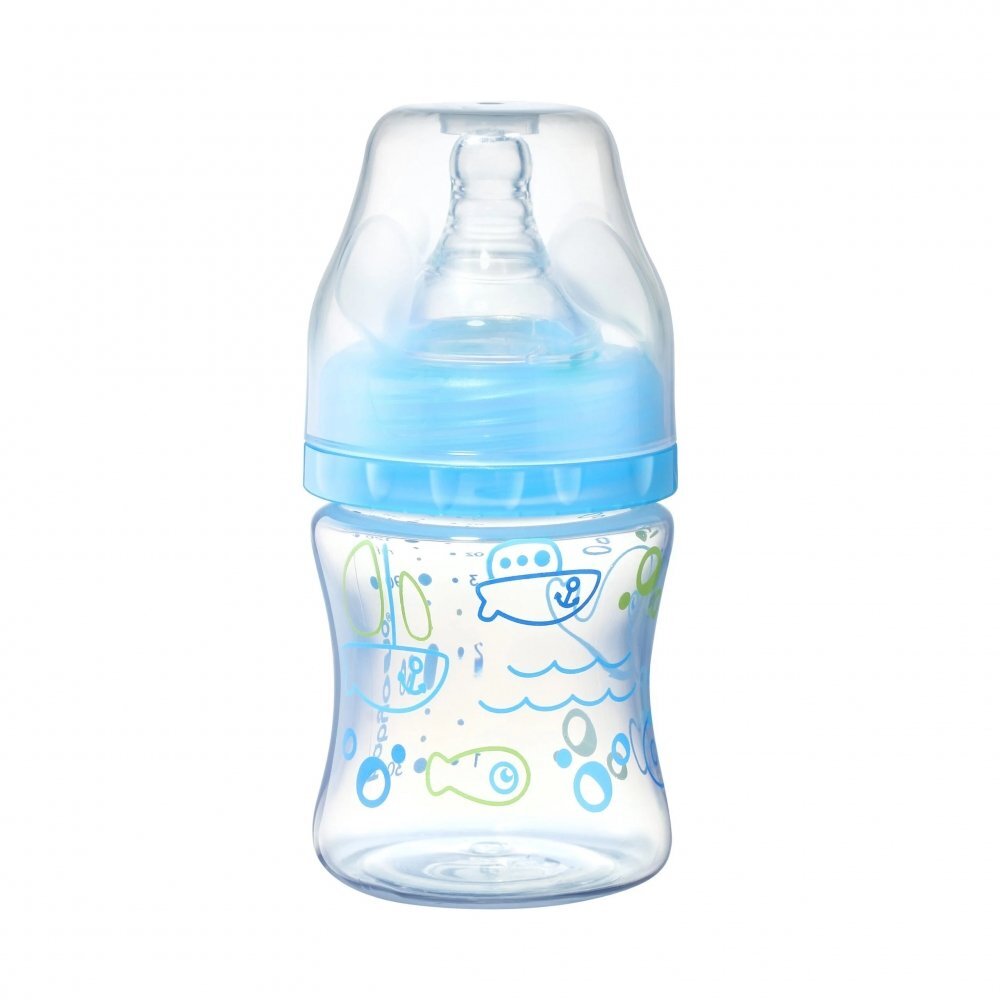 BABYONO Biberon anti-colici cu tetina din silicon 120 ml 0 luni+ pesti