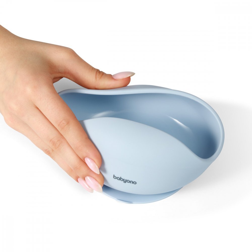 BABYONO Bol din silicon cu ventuza pentru copii albastru