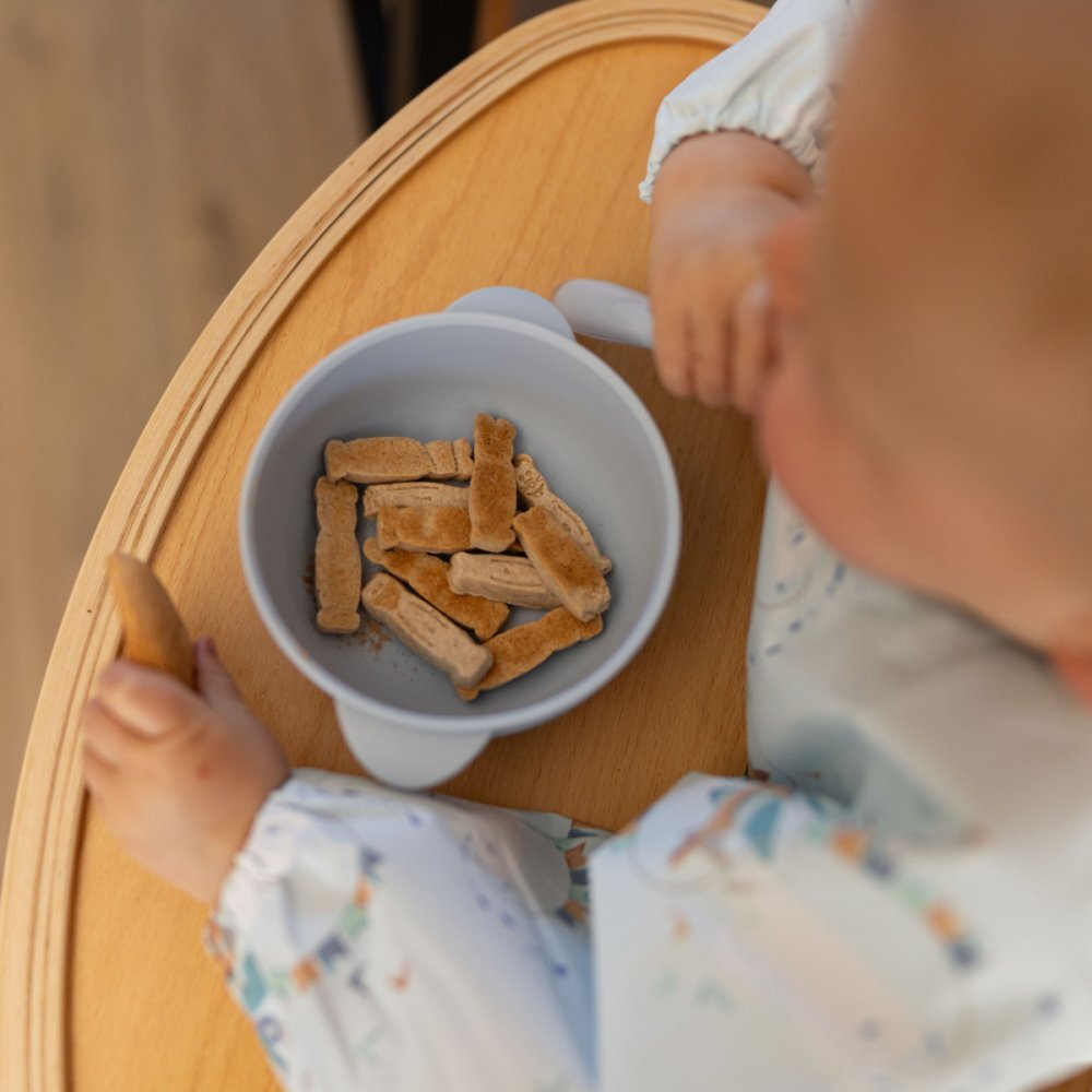 BABYONO Bol din silicon cu ventuza si capac Albastru