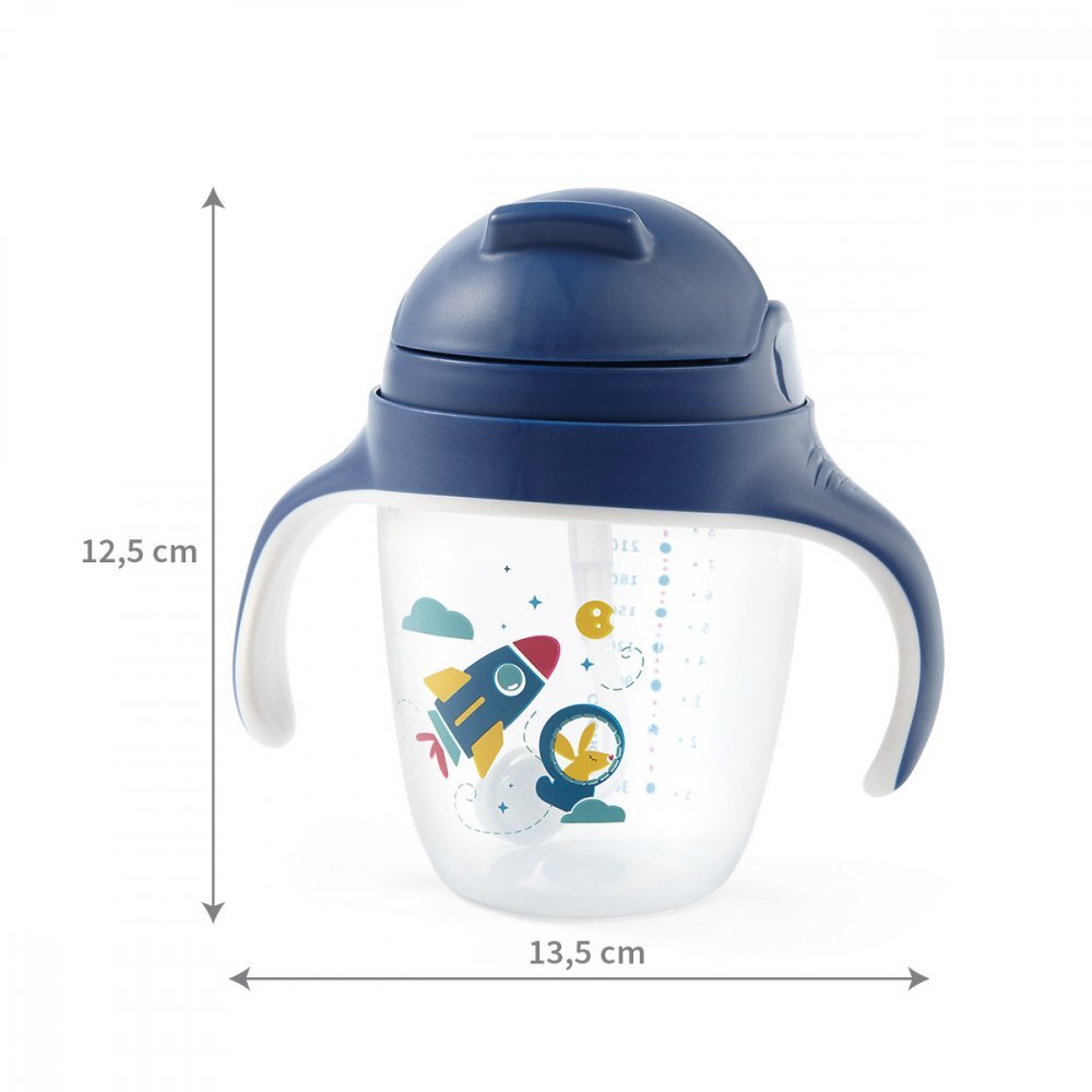BABYONO Cana cu pai Baby Ono pentru copii 240 ml albastru