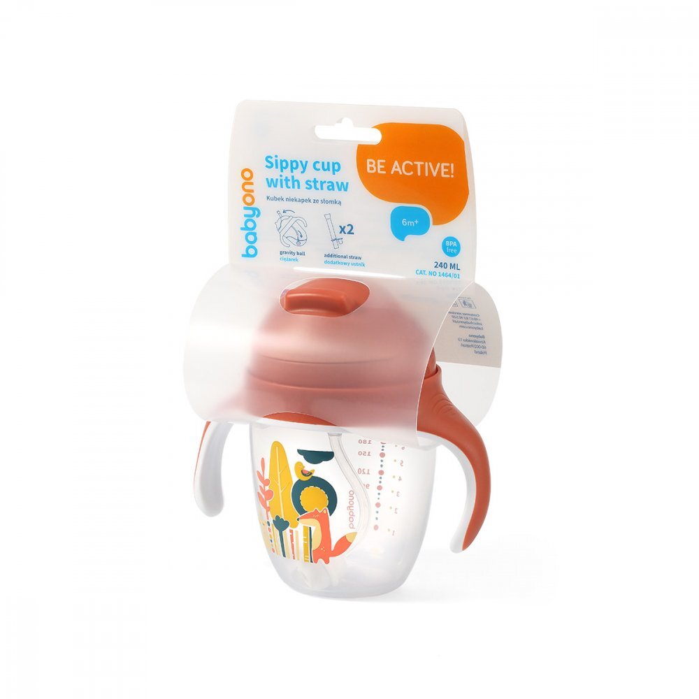 BABYONO Cana cu pai Baby Ono pentru copii 240 ml maro