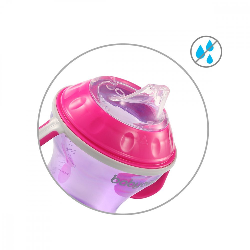 BABYONO Canita anti-varsare cu tetina adaptor moale 180 ml RozMov