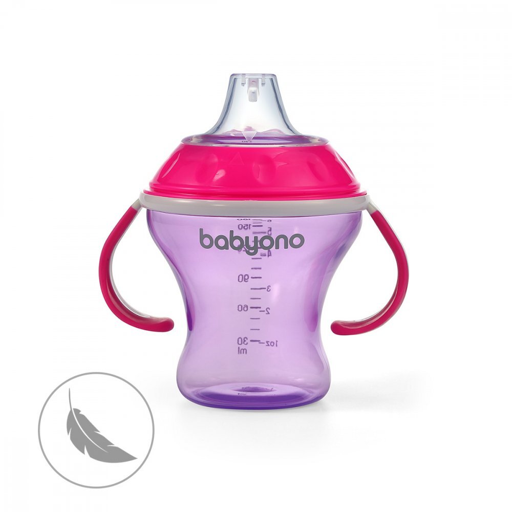 BABYONO Canita anti-varsare cu tetina adaptor moale 180 ml RozMov