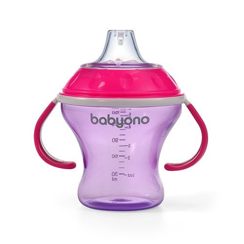 BABYONO Canita anti-varsare cu tetina adaptor moale 180 ml RozMov
