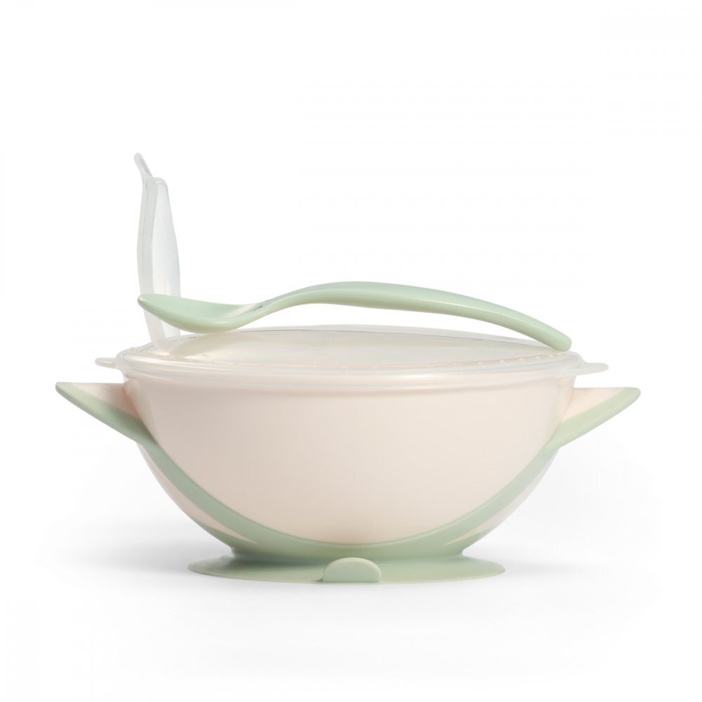 BABYONO Castron cu ventuza si lingura Baby Ono Verde deschis