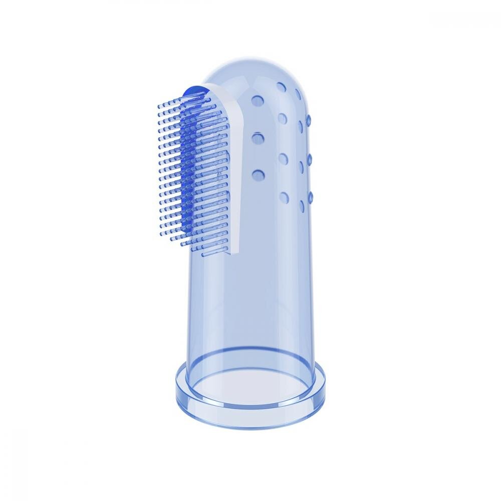 BABYONO Degetar din silicon Baby Ono albastru pentru masarea gingiilor