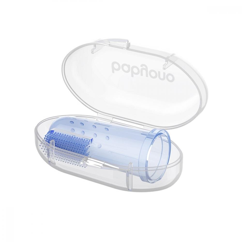 BABYONO Degetar din silicon Baby Ono albastru pentru masarea gingiilor