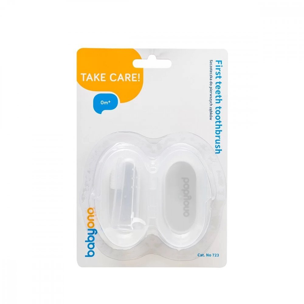 BABYONO Degetar din silicon Baby Ono pentru masarea gingiilor Transparent