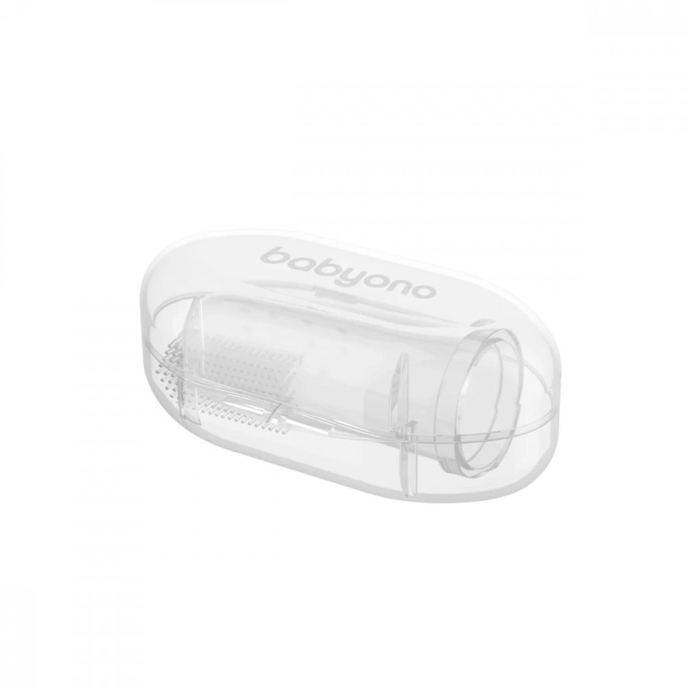 BABYONO Degetar din silicon Baby Ono pentru masarea gingiilor Transparent