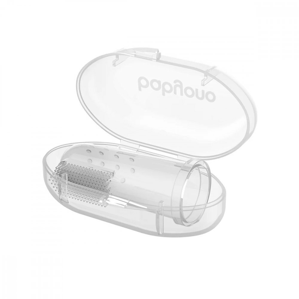 BABYONO Degetar din silicon Baby Ono pentru masarea gingiilor Transparent