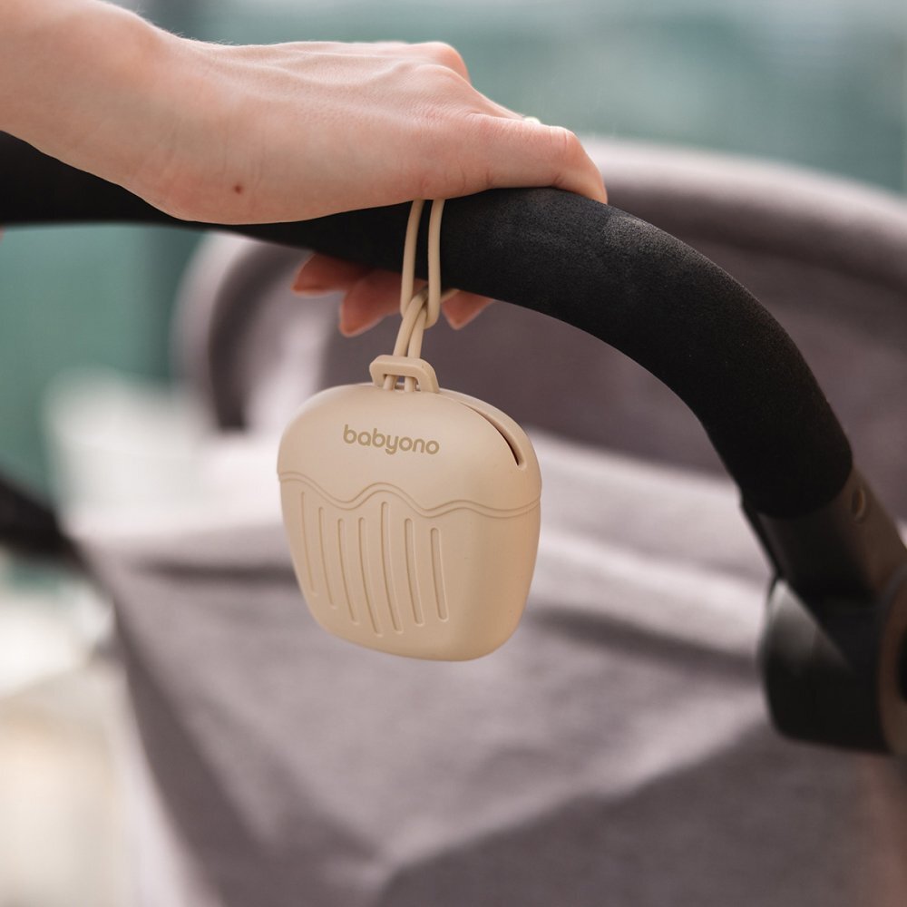 BABYONO Husa de protectie din silicon Bej pentru suzeta
