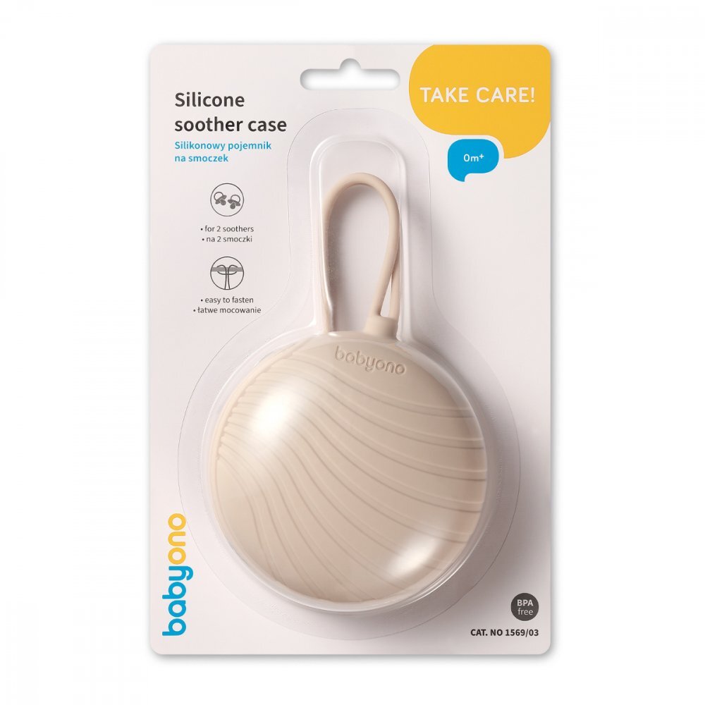 BABYONO Husa de protectie din silicon pentru suzeta Bej