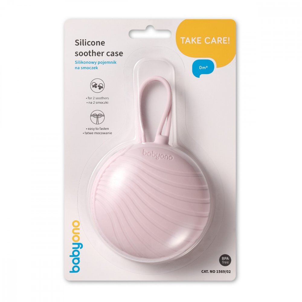 BABYONO Husa de protectie din silicon pentru suzeta Roz