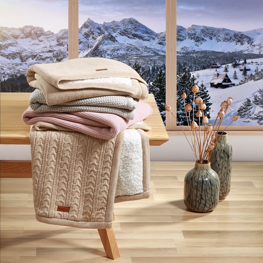 BABYONO Paturica pentru copii Bej din bumbac cu polar 75x100 cm