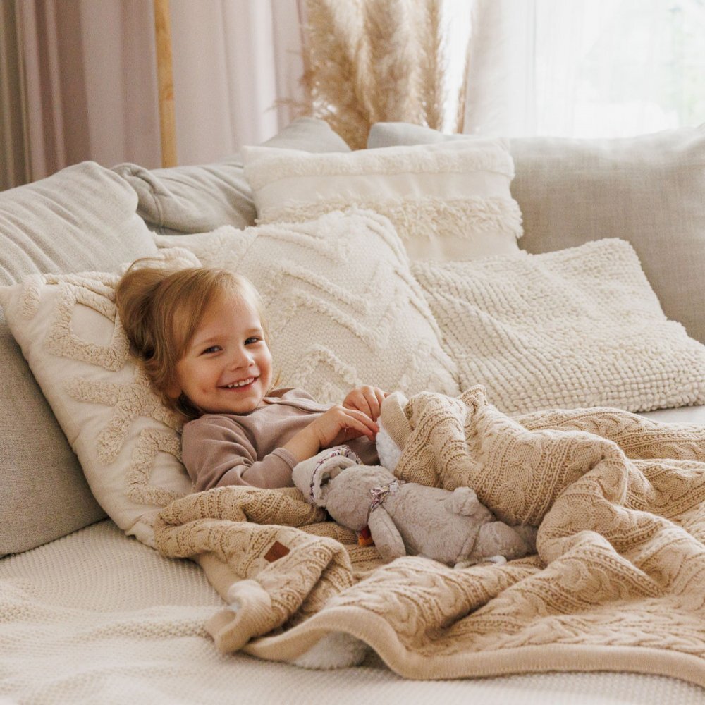 BABYONO Paturica pentru copii Bej din bumbac cu polar 75x100 cm