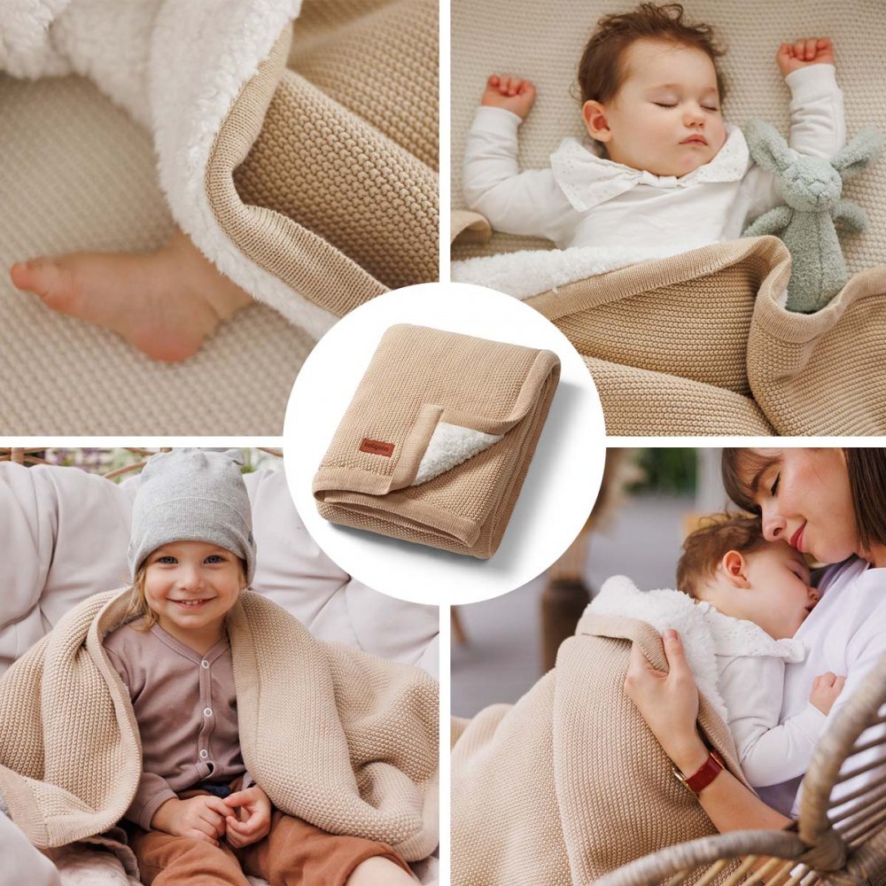 BABYONO Paturica pentru copii Crem din bumbac cu polar 75x100 cm