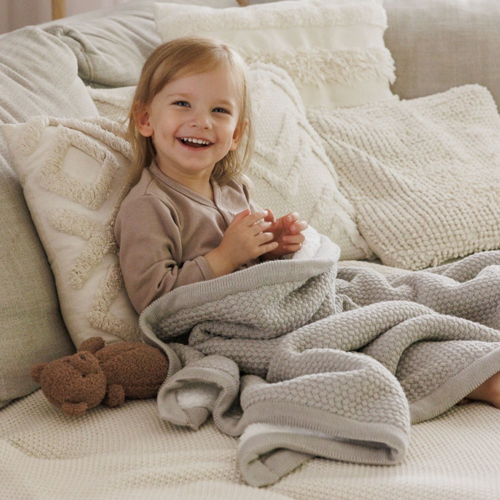 BABYONO Paturica pentru copii Gri din bumbac cu polar 75x100 cm