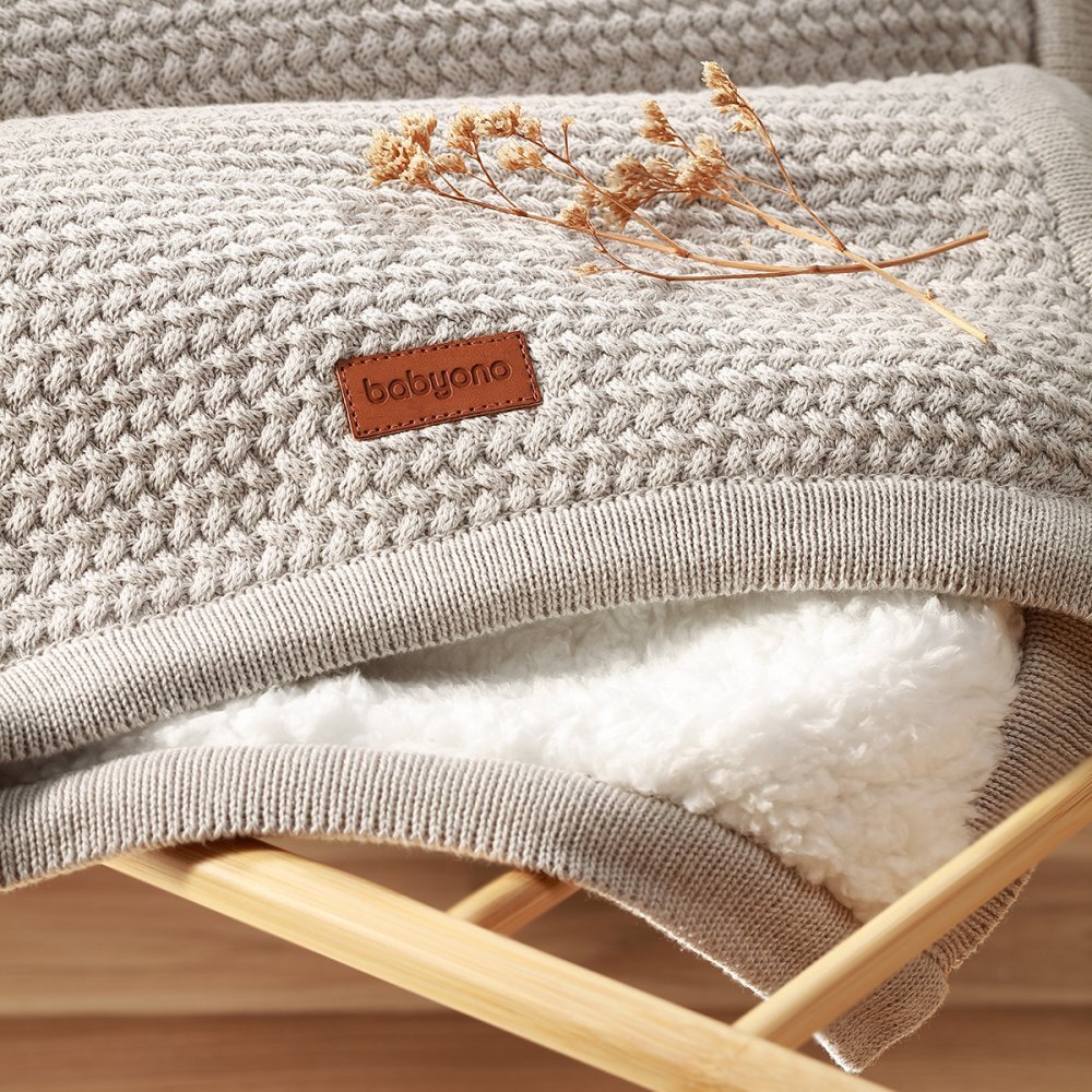 BABYONO Paturica pentru copii Gri din bumbac cu polar 75x100 cm