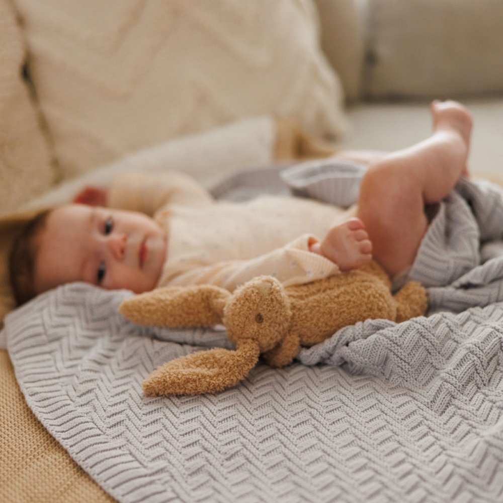 BABYONO Paturica pentru copii Gri tricotata din bumbac organic 100x75 cm