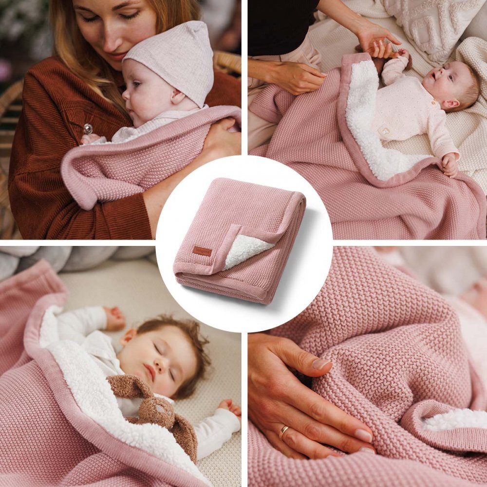 BABYONO Paturica pentru copii Roz din bumbac cu polar 75x100 cm