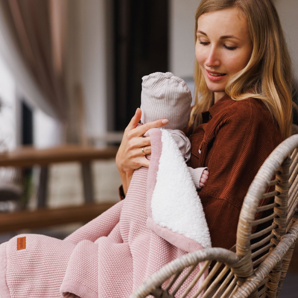 BABYONO Paturica pentru copii Roz din bumbac cu polar 75x100 cm