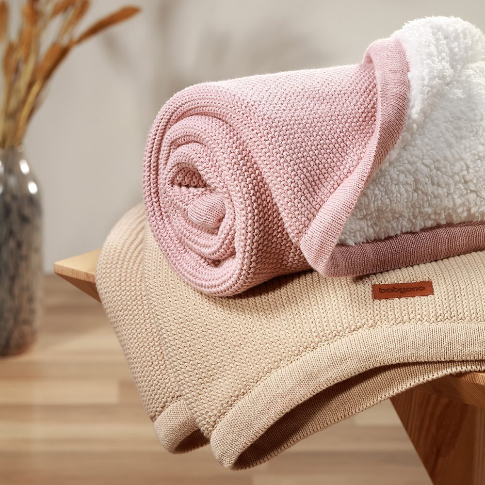 BABYONO Paturica pentru copii Roz din bumbac cu polar 75x100 cm