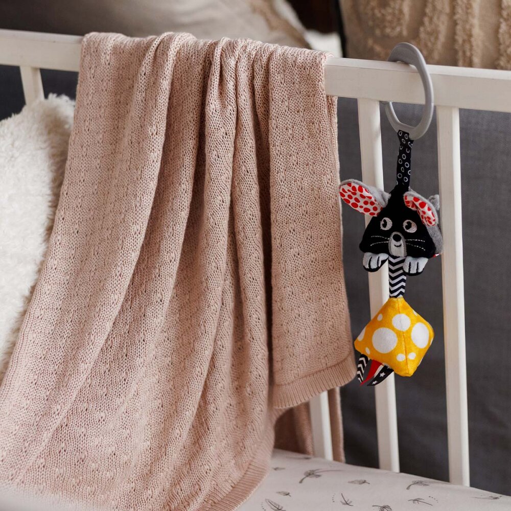 BABYONO Paturica tricotata 167302 din fibre de bambus bej 75x100 cm