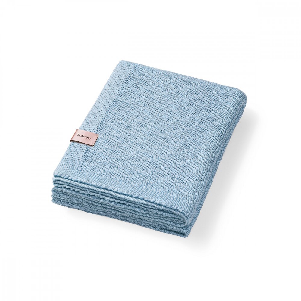 BABYONO Paturica tricotata 167304 din fibre de bambus albastru 75x100 cm