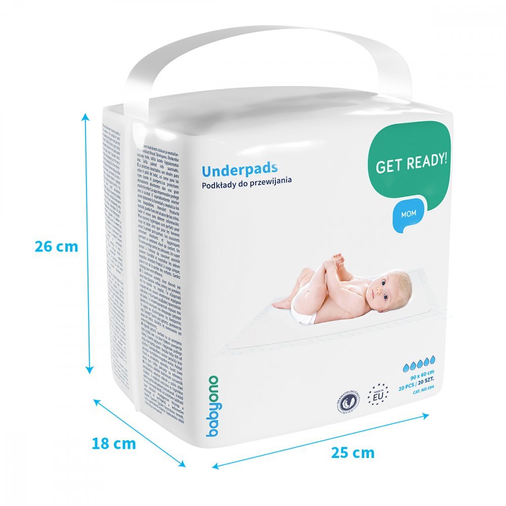 BABYONO Paturica unica folosinta Baby Ono 90x60 cm 20 buc