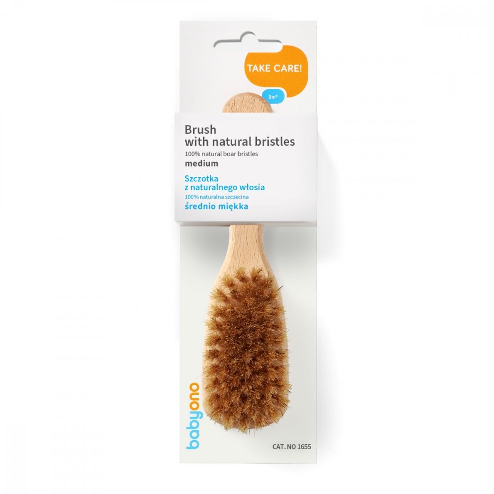 BABYONO Perie pentru bebelusi din lemn cu peri naturali