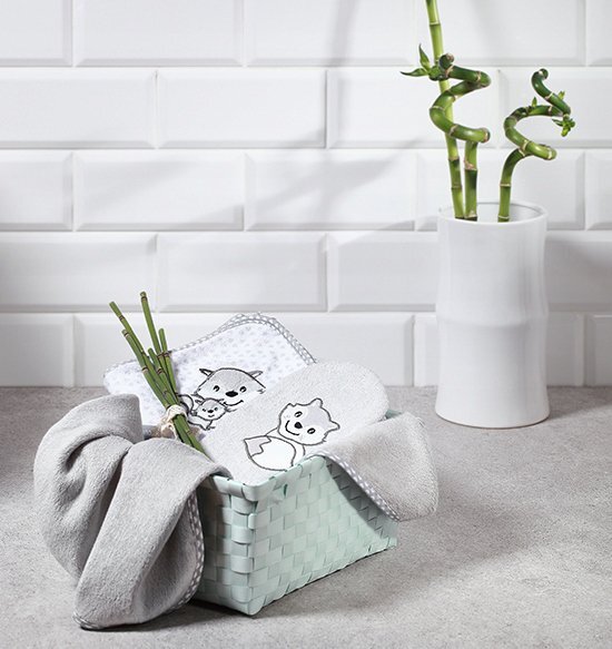 BABYONO Prosop copii Baby Ono cu gluga fibra bambus 100x100 cm gri