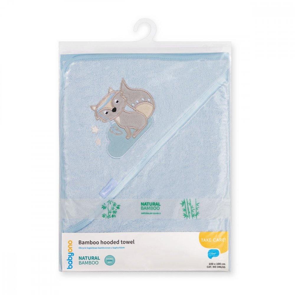 BABYONO Prosop copii Baby Ono cu gluga fibra bambus 100x100 cm vulpita albastru