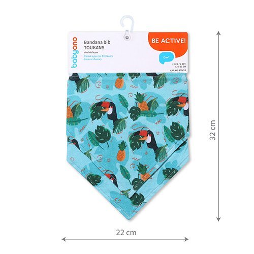 BABYONO Set 2 bavete tip bandana Baby Ono papagal