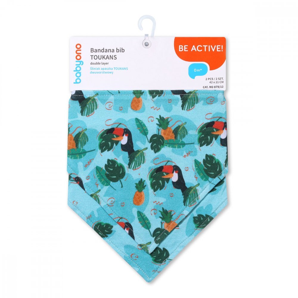 BABYONO Set 2 bavete tip bandana Baby Ono papagal
