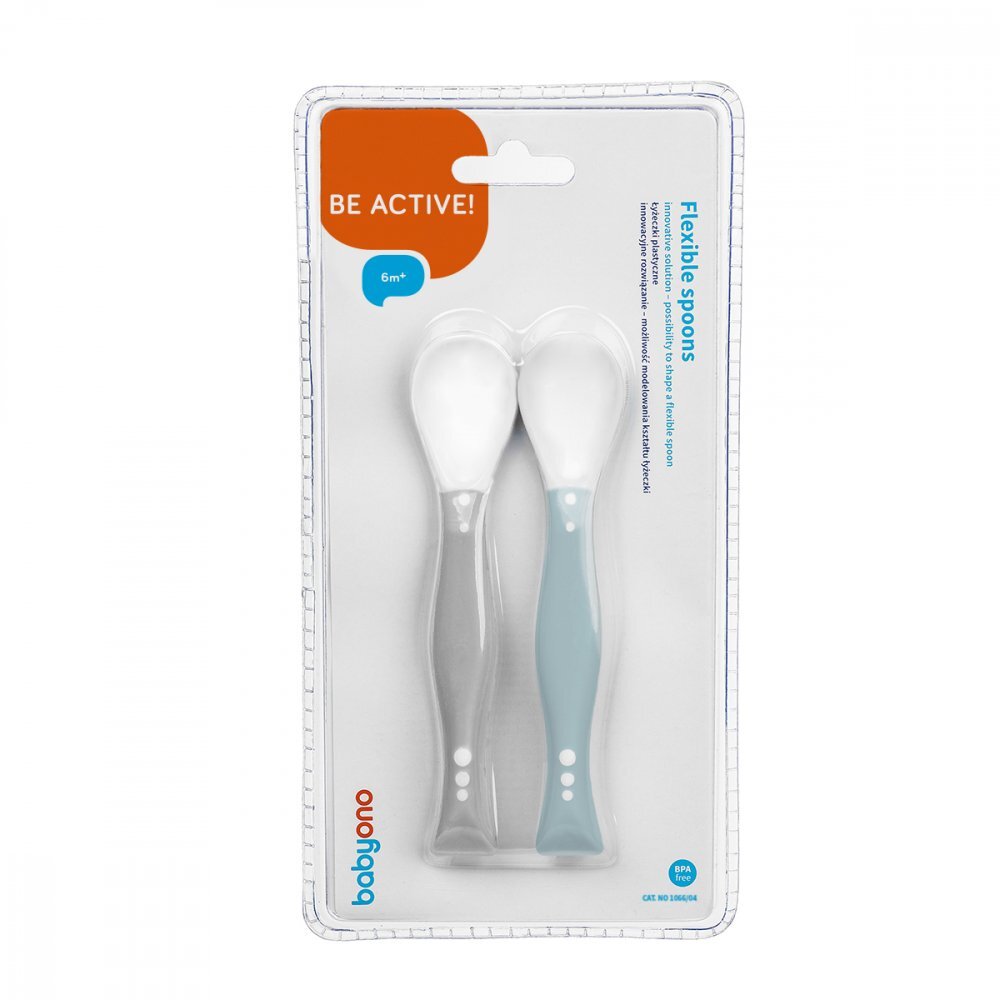 BABYONO Set 2 lingurite flexibile grialbastru