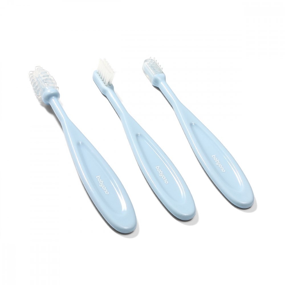 BABYONO Set 3 periute de dinti Baby Ono pentru bebelusi Bleu