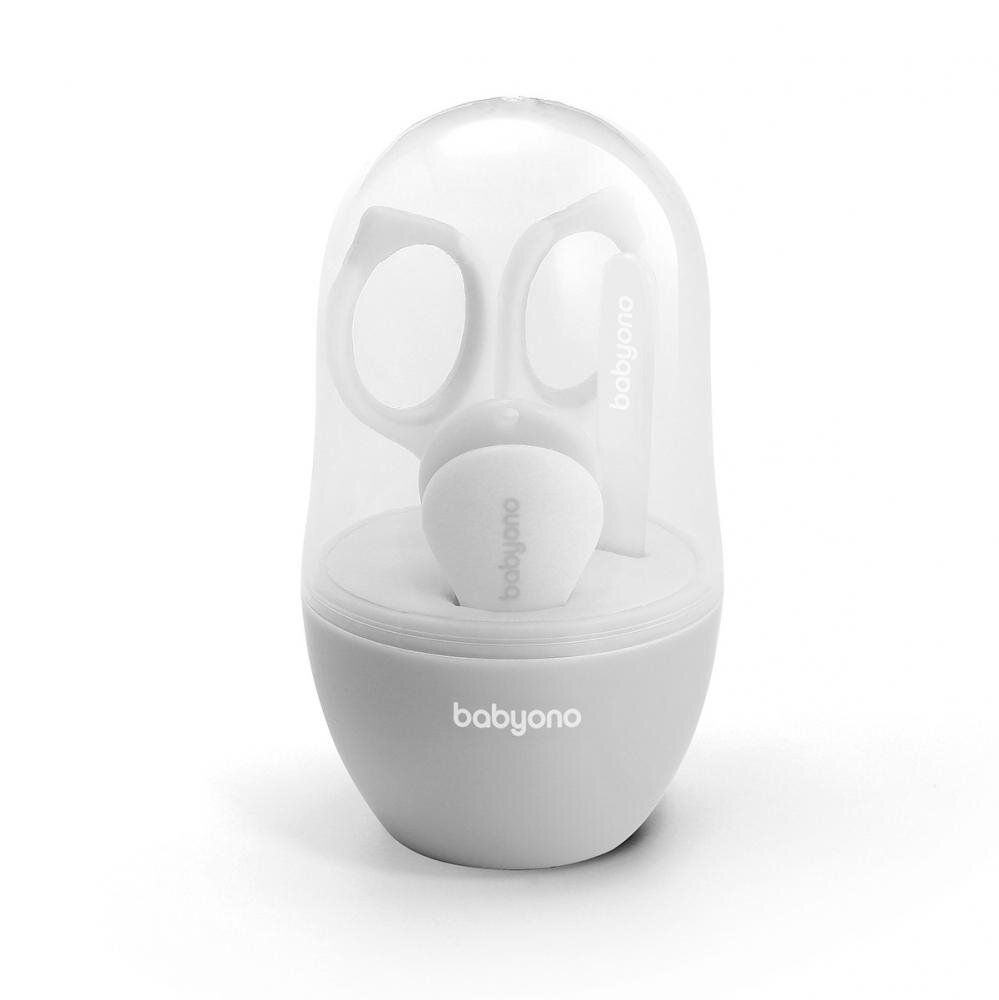 BABYONO Set 3 piese manichiura Baby Ono pentru copii cu suport gri