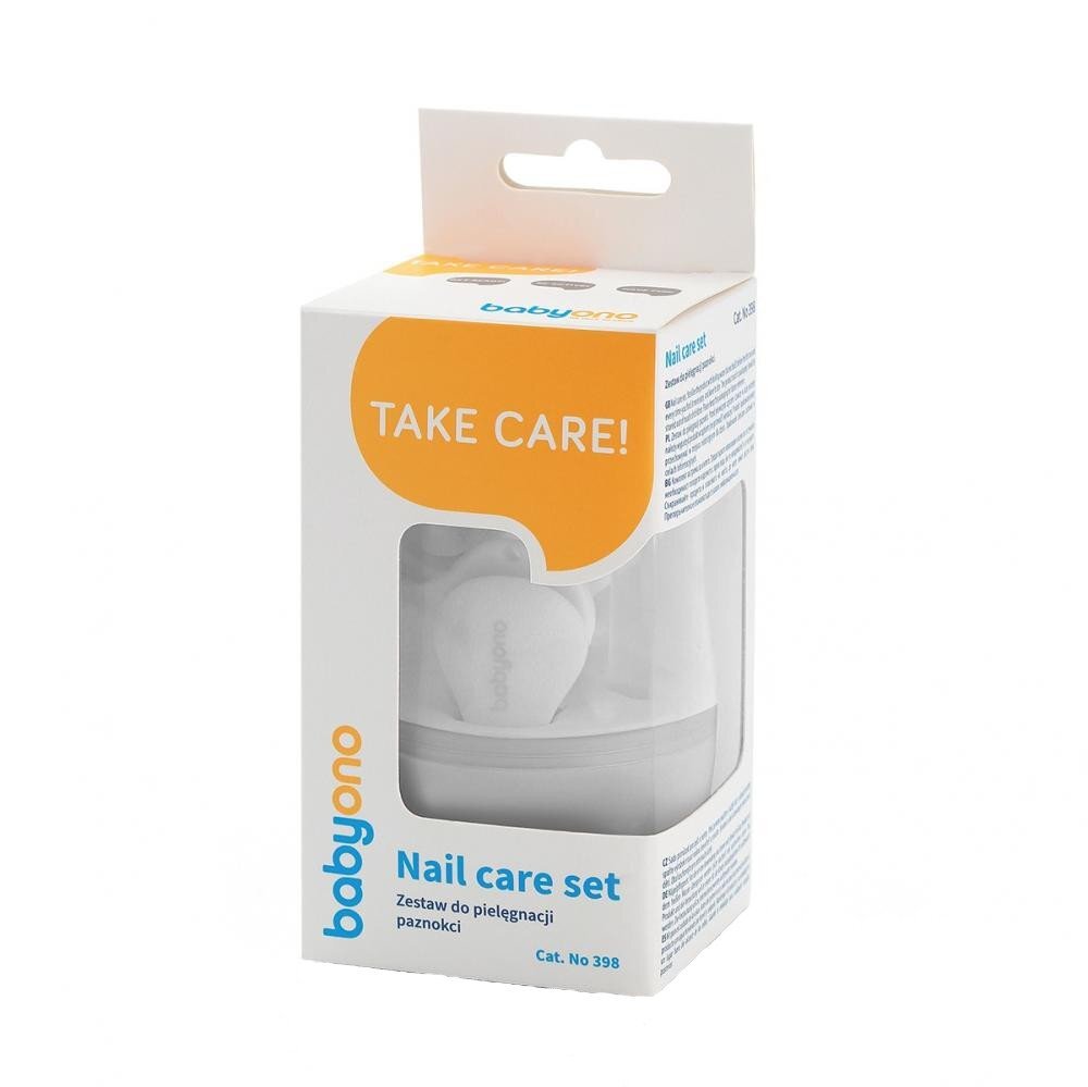 BABYONO Set 3 piese manichiura Baby Ono pentru copii cu suport gri