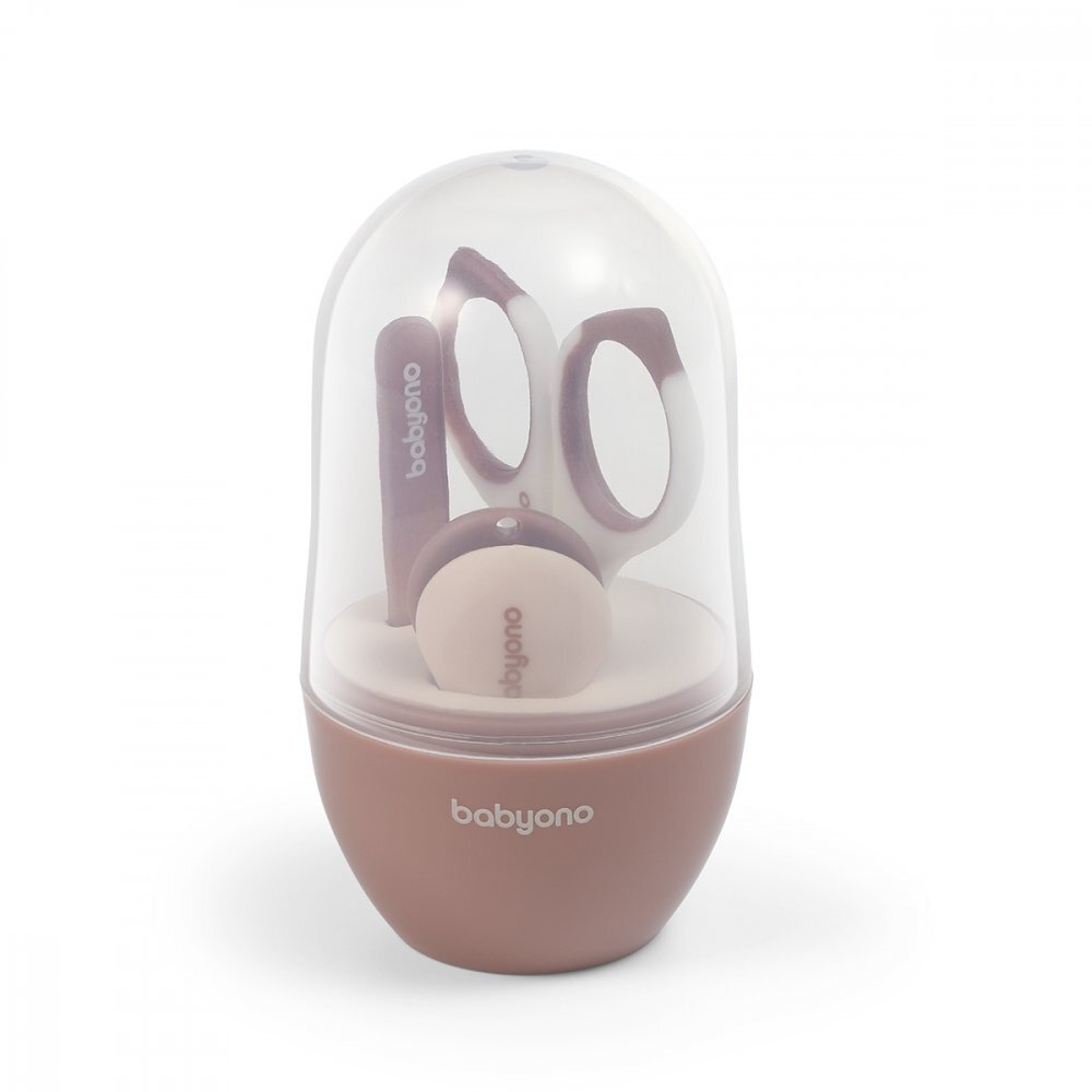 BABYONO Set 3 piese manichiura Baby Ono pentru copii cu suport maro