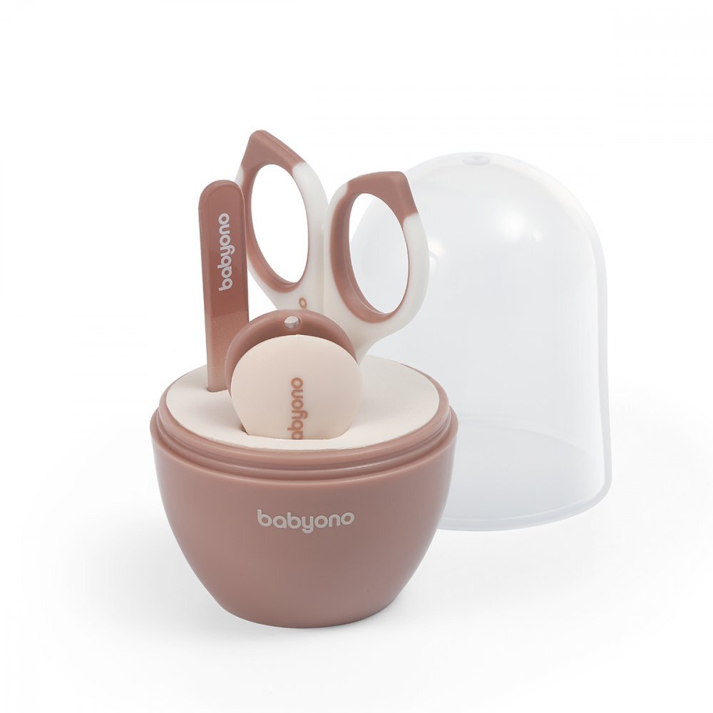 BABYONO Set 3 piese manichiura Baby Ono pentru copii cu suport maro