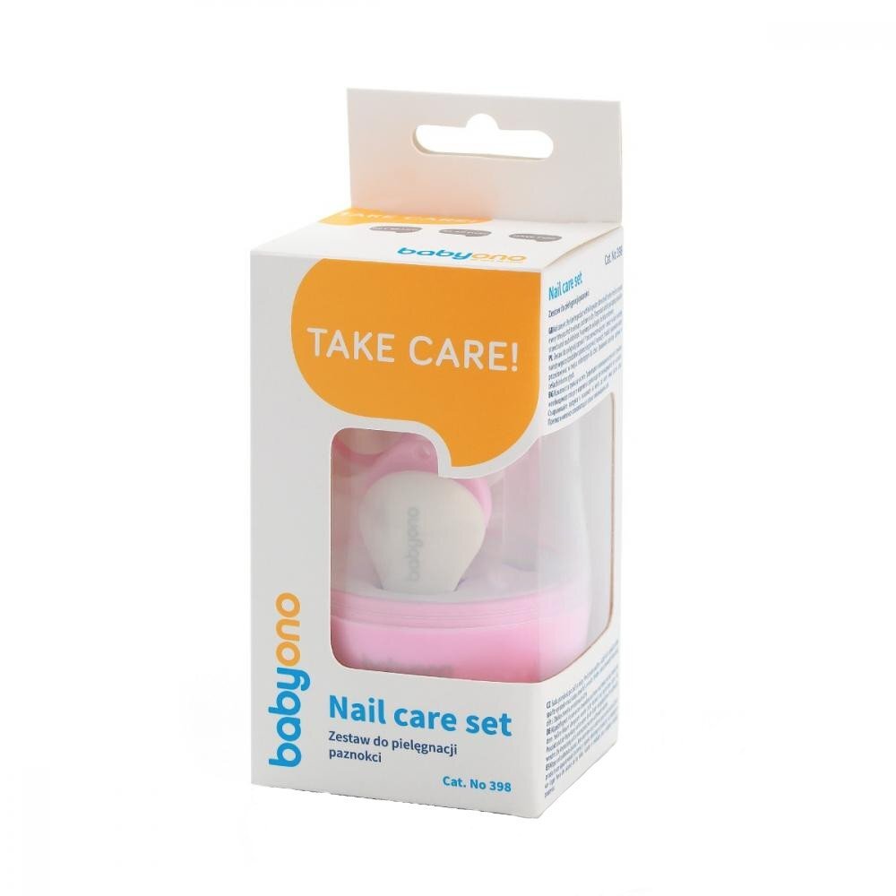BABYONO Set 3 piese manichiura Baby Ono pentru copii cu suport roz