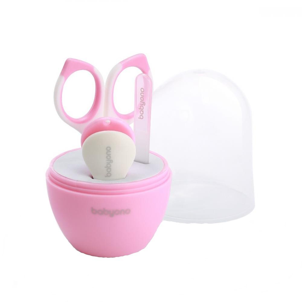 BABYONO Set 3 piese manichiura Baby Ono pentru copii cu suport roz