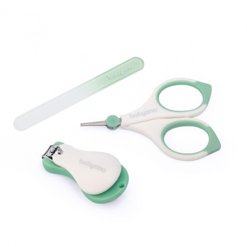 BABYONO Set 3 piese manichiura Baby Ono pentru copii cu suport verde