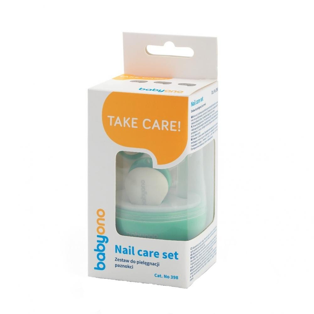BABYONO Set 3 piese manichiura Baby Ono pentru copii cu suport verde