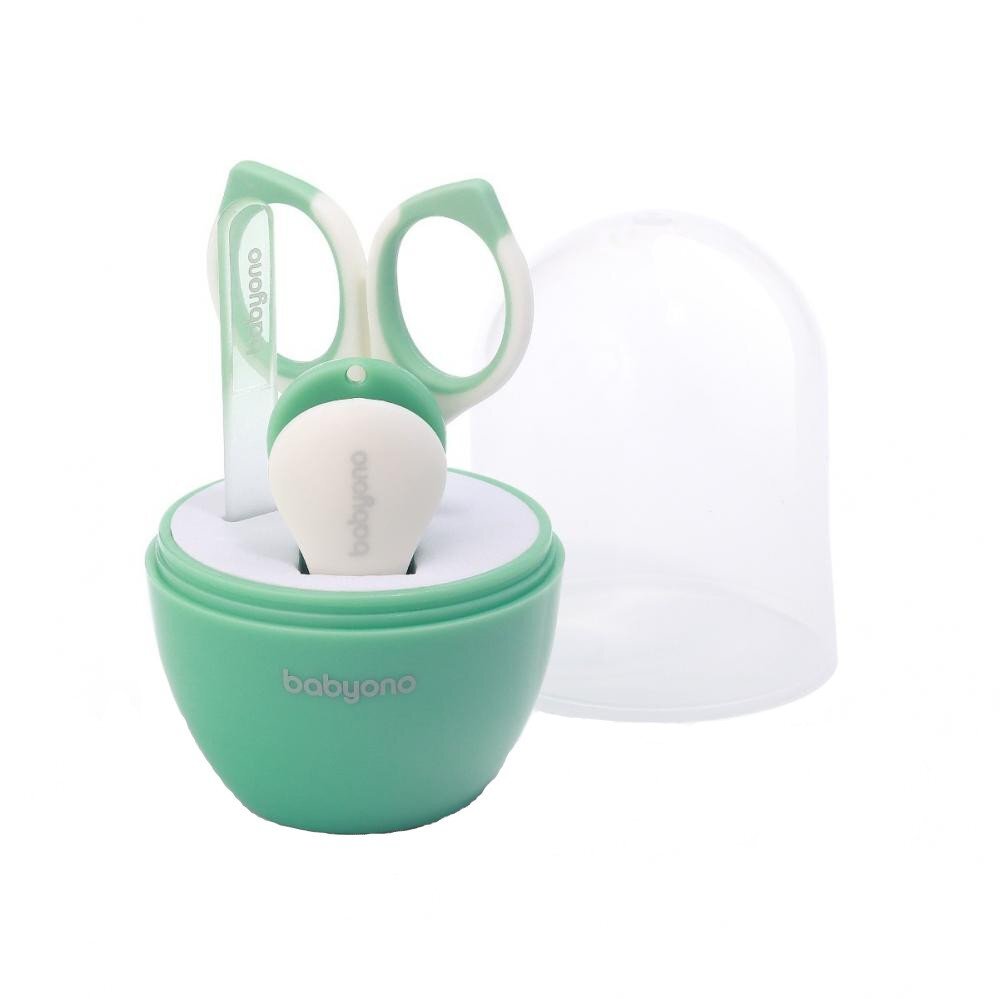 BABYONO Set 3 piese manichiura Baby Ono pentru copii cu suport verde