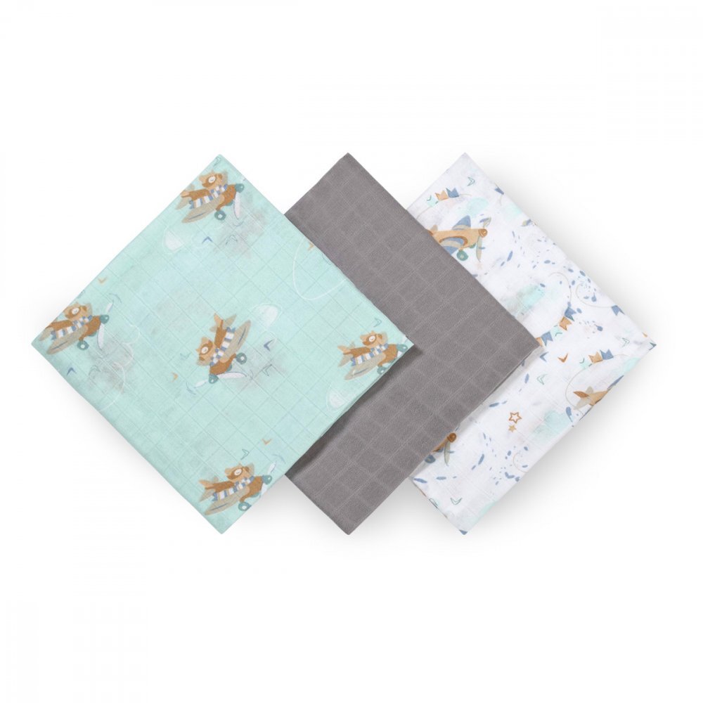 BABYONO Set 3 scutece cu fibre bambus natural gri