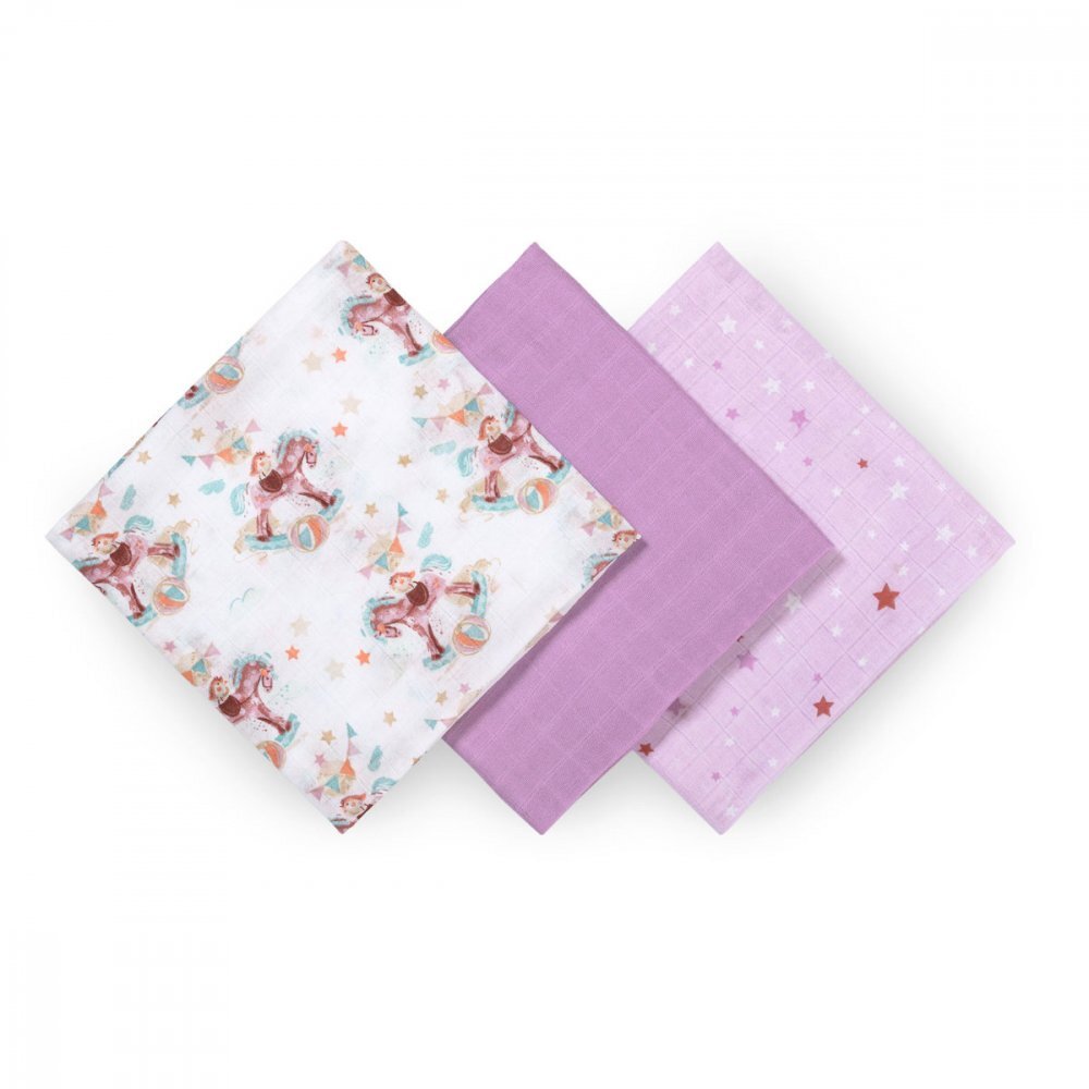 BABYONO Set 3 scutece cu fibre bambus natural mov
