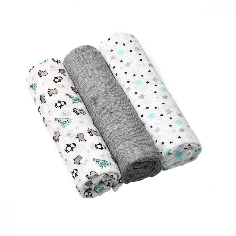 BABYONO Set 3 scutece din bumbac si bambus Baby Ono Bamboo 02 Gri