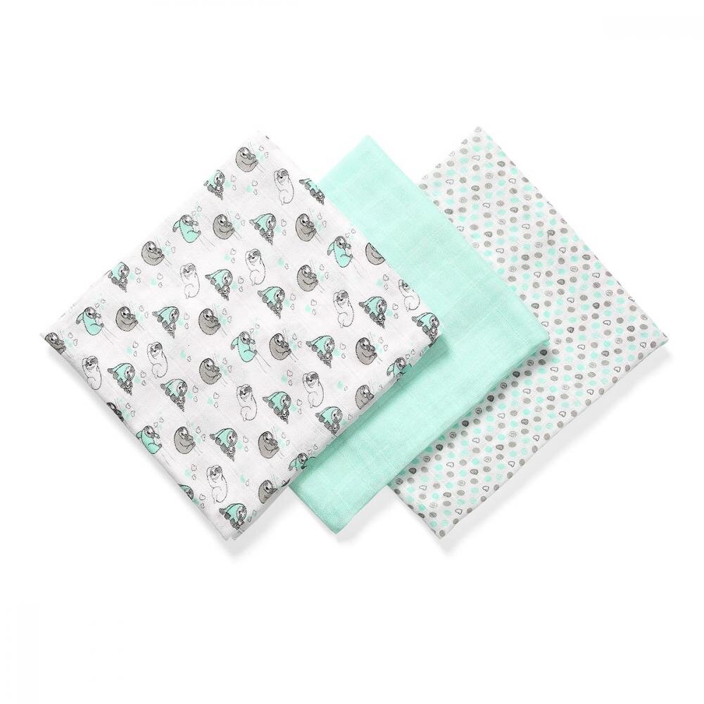 BABYONO Set 3 scutece din bumbac si bambus Baby Ono Bamboo 04 Verde deschis