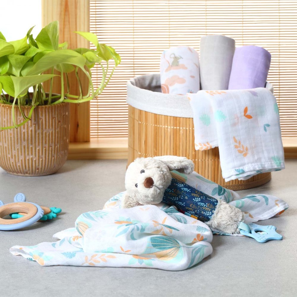 BABYONO Set 3 scutece din bumbac si bambus Baby Ono Bamboo 07 roz